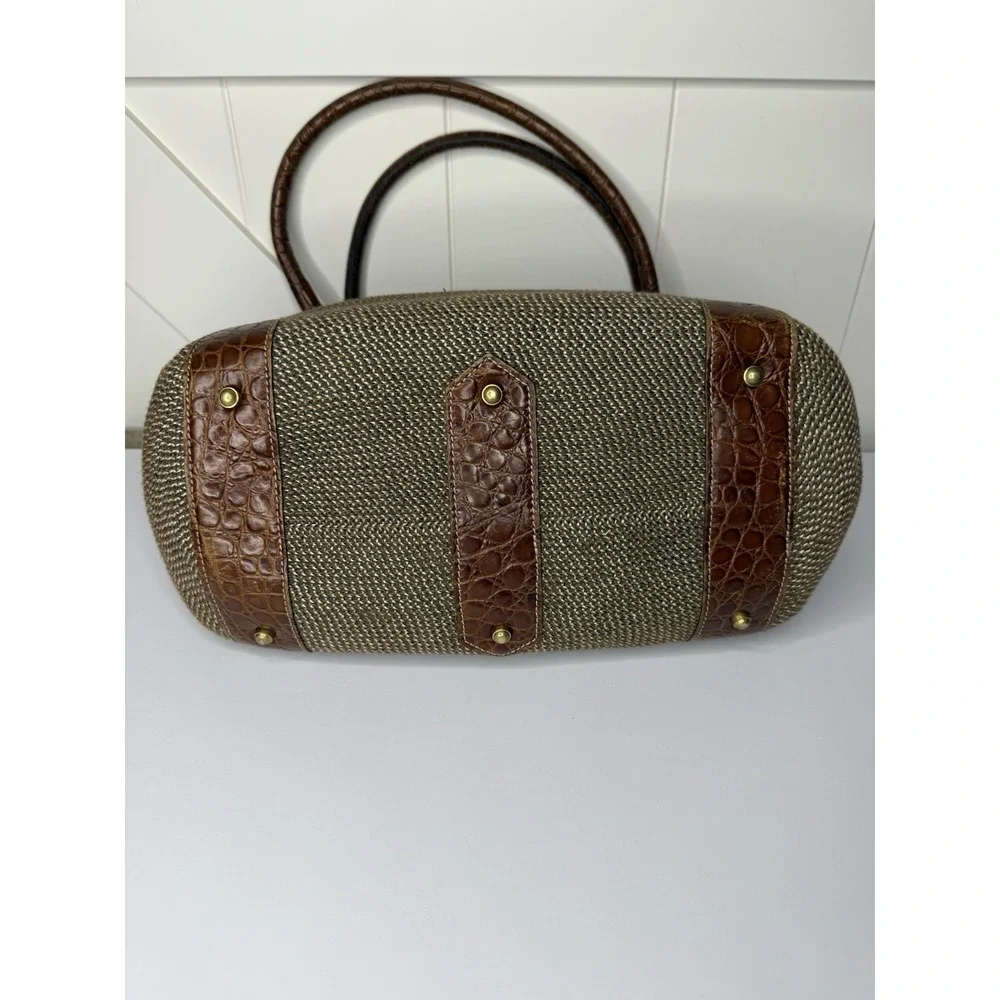 ERIC JAVITS Squishee Woven Satchel‎ Alligator Embossed Handbag